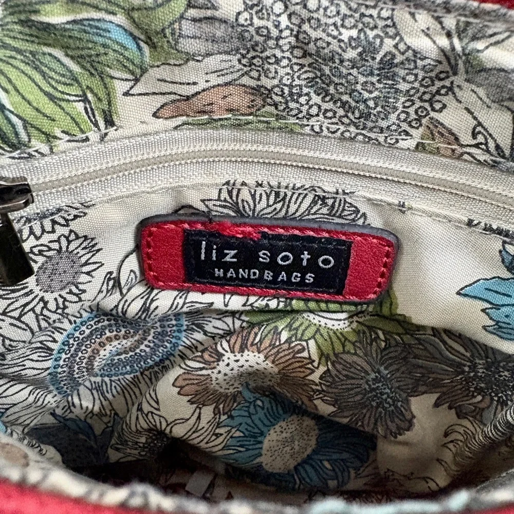 Liz Soto Ruby Red Vegan Leather Multi Pocket Crossbody with Adjustable Strap